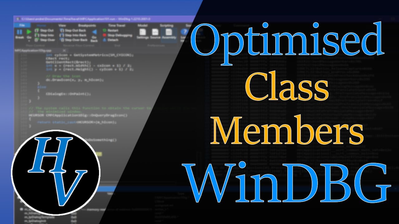 View class members in a release mode optimised application using WinDBG