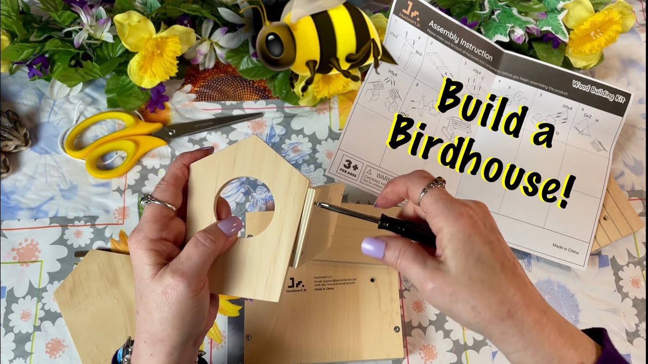 Building a Birdhouse! (Soft Spoken version) Wood sounds~Tinkering~Plastic crinkles & stickers~ASMR