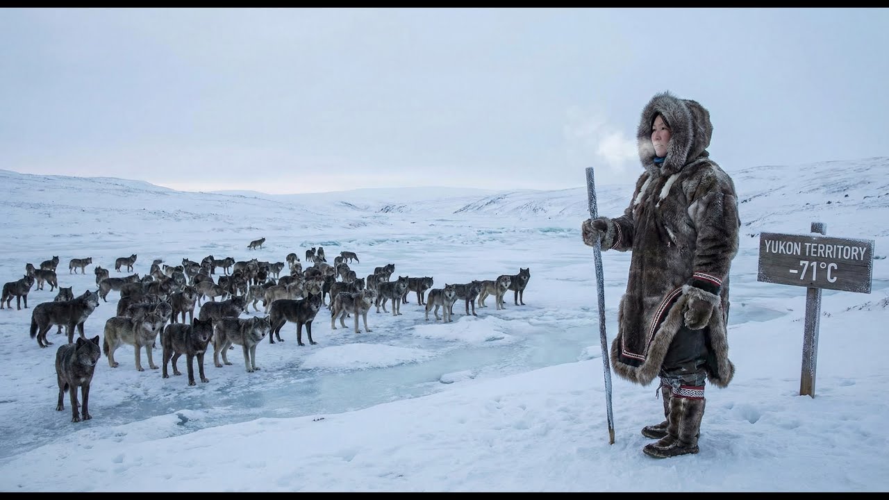 Native American Woman vs 1000 Wolves in Frozen North America at −71°C