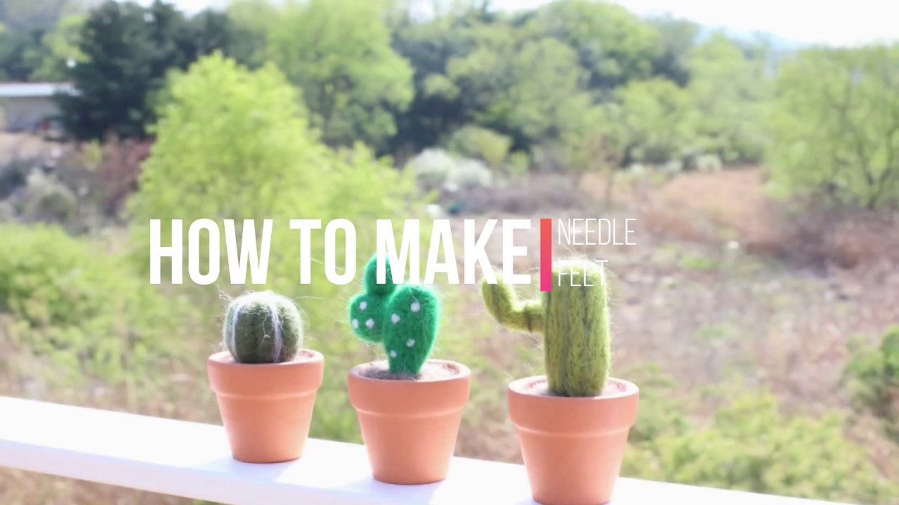 [FULL TUTORIAL] How to make tiny cactus  [NEEDLE FELT]