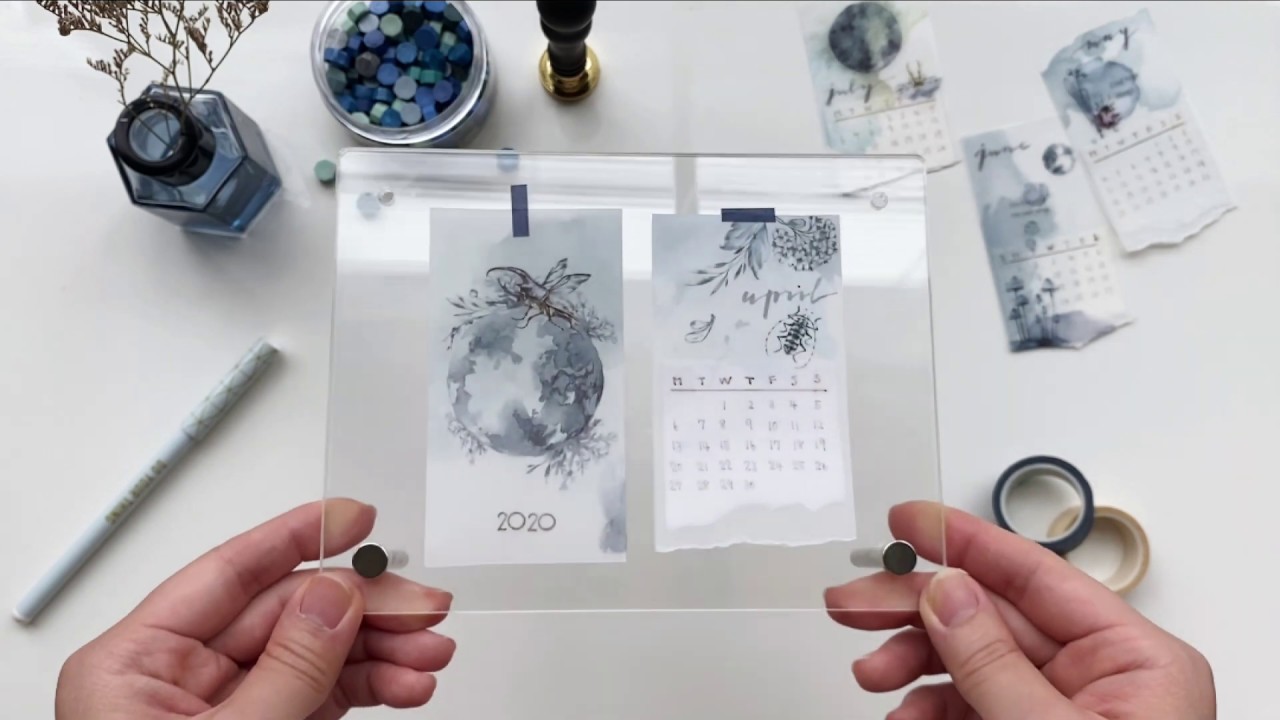 用水染描圖紙DIY手帳小月曆 ∣ How To Make a Little Monthly Calendar With Dyeing Tracing Paper.