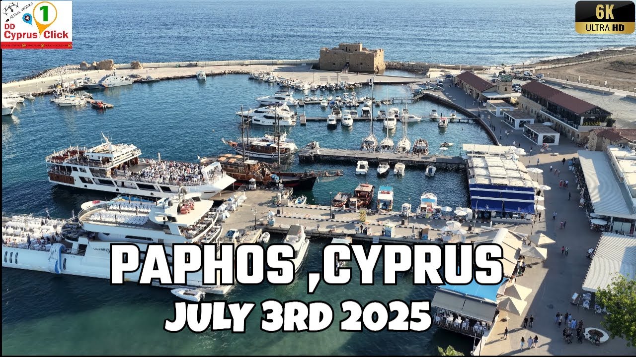 Paphos, Cyprus  Harbour July 3rd 2025 | Drone video  6k 60fps ✈️