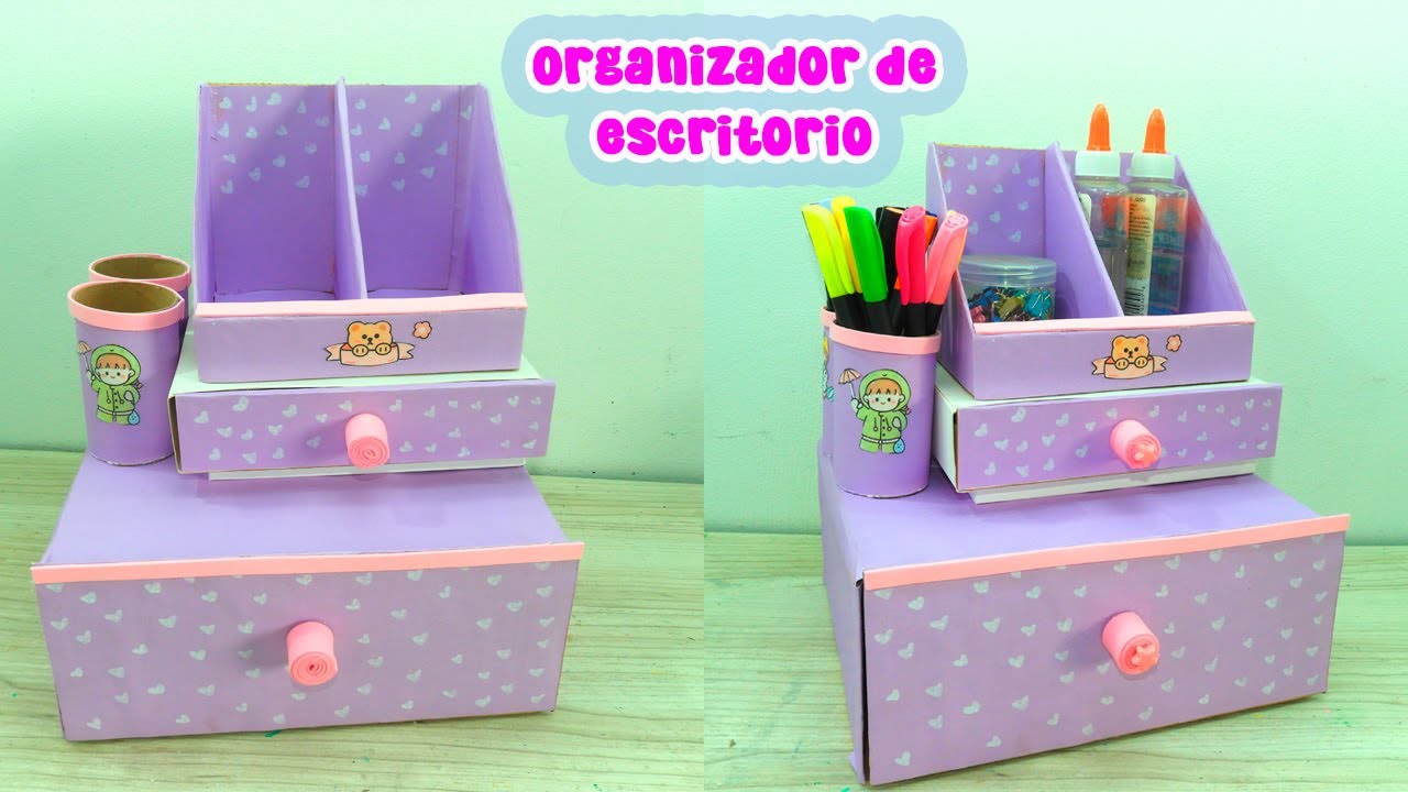 ORGANIZADOR DE ESCRITORIO FÁCIL CON CARTÓN RECICLADO ♻️
