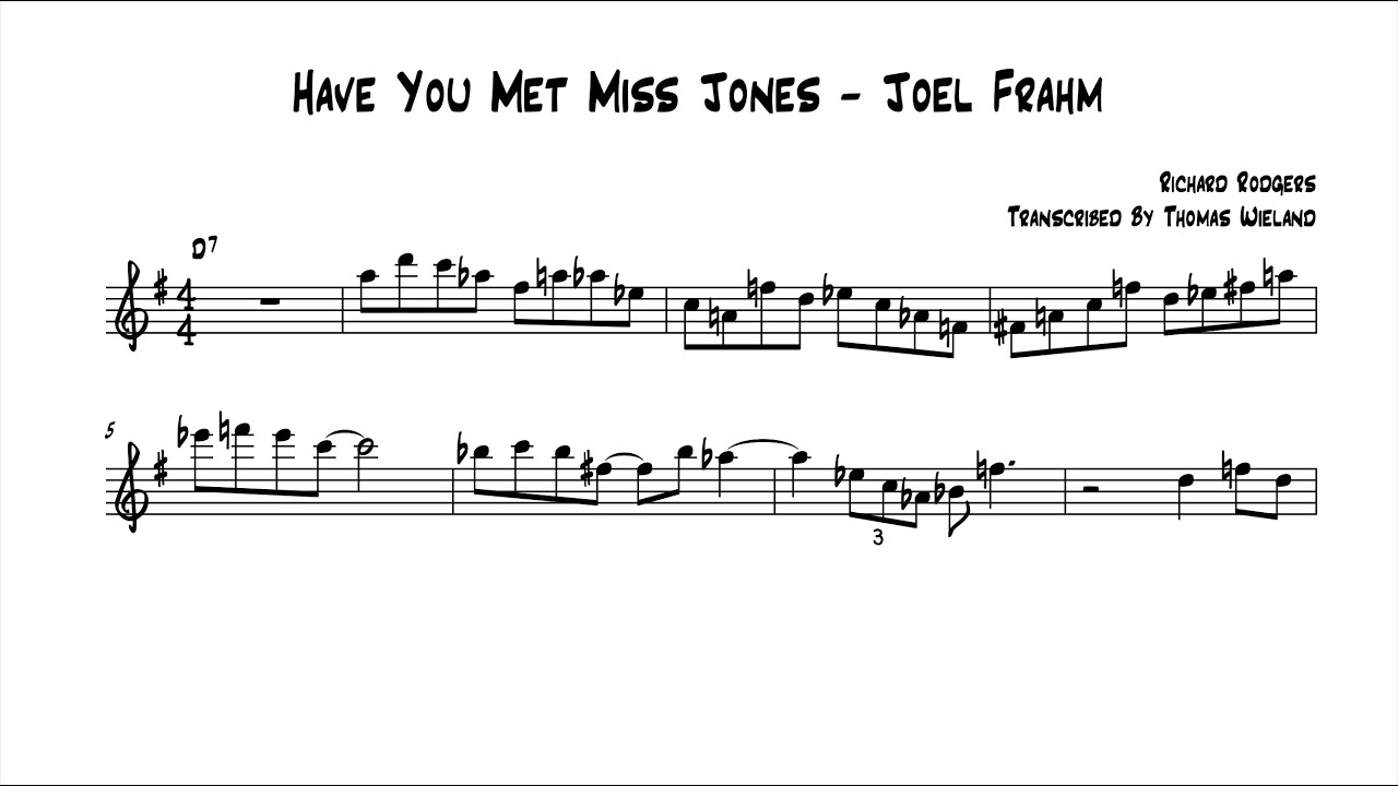 Have You Met Miss Jones - Joel Frahm (Bb Solo Transcription)