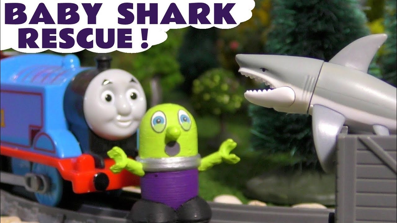 Baby Shark Rescue Story with Funny Funlings And Thomas And Friends