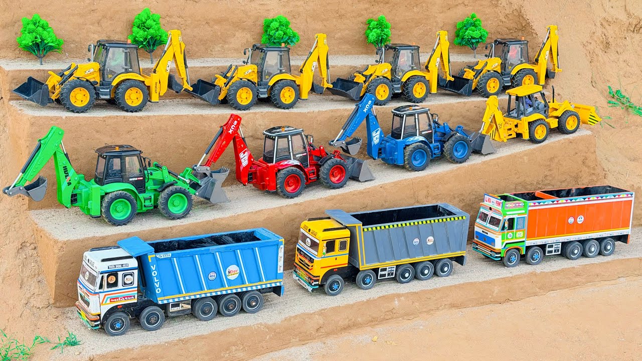 JCB 5cx and Tata tipper truck parking video | jcb tractor video | jcb cartoon | gadi 