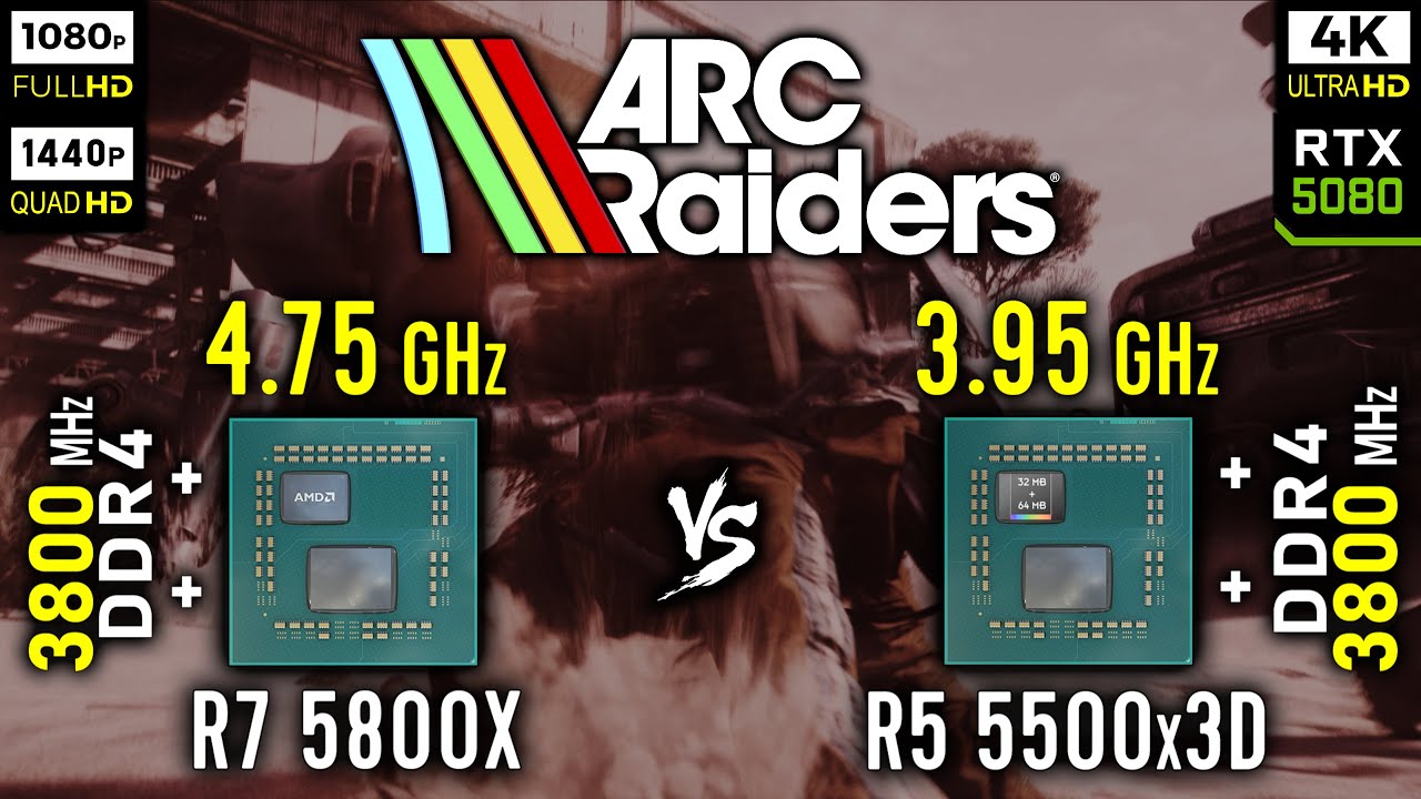 Ryzen 7 5800X vs Ryzen 5 5500x3D in ARC Raiders | RTX 5080 [ 1080p, 1440p, 4K ]