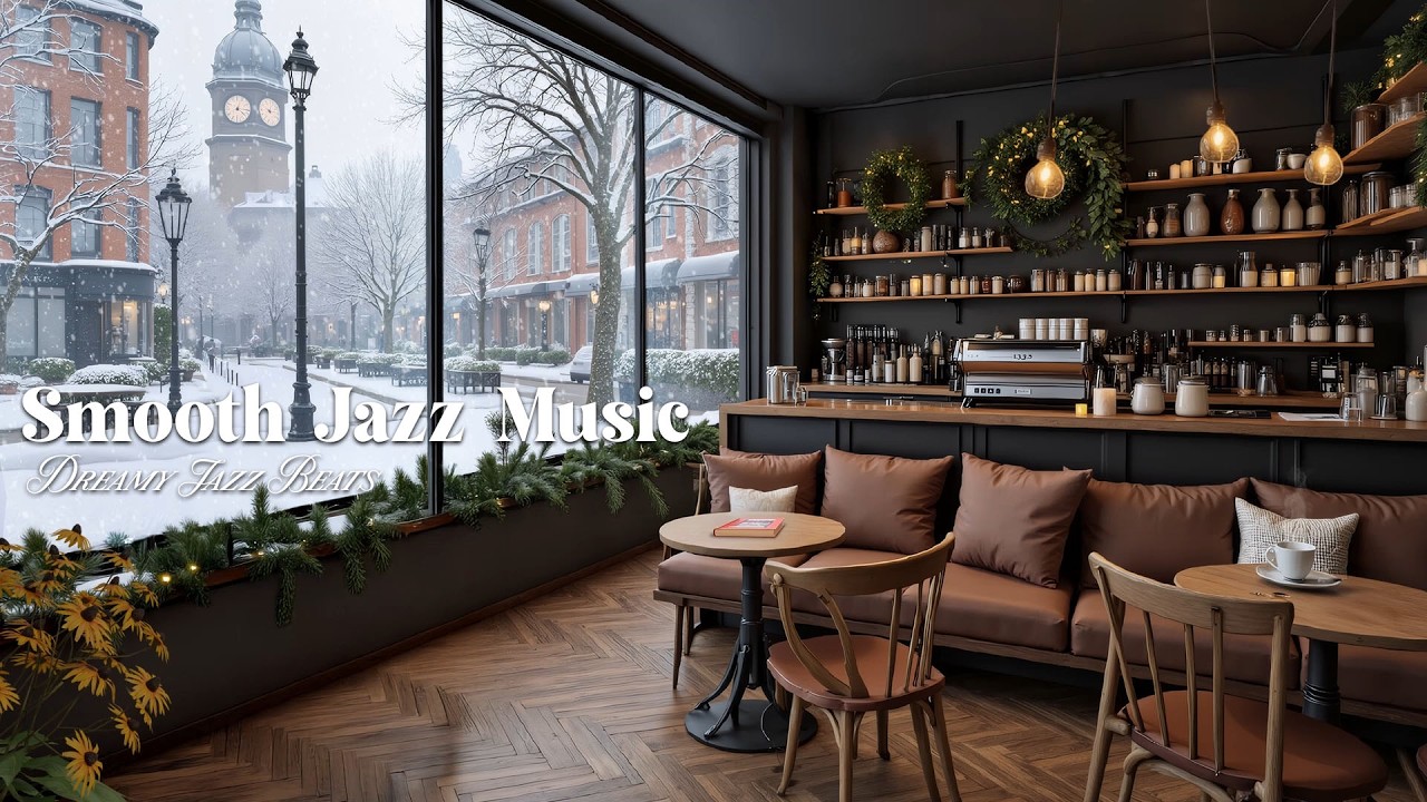 Peaceful Winter Cafe ❄️ Smooth Jazz Music for Relaxing, Cozy Coffee Shop Ambience on Snowy Days