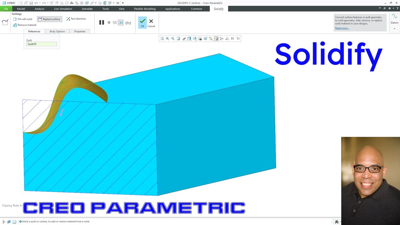 Creo Parametric - Surface Modeling | Solidify Command