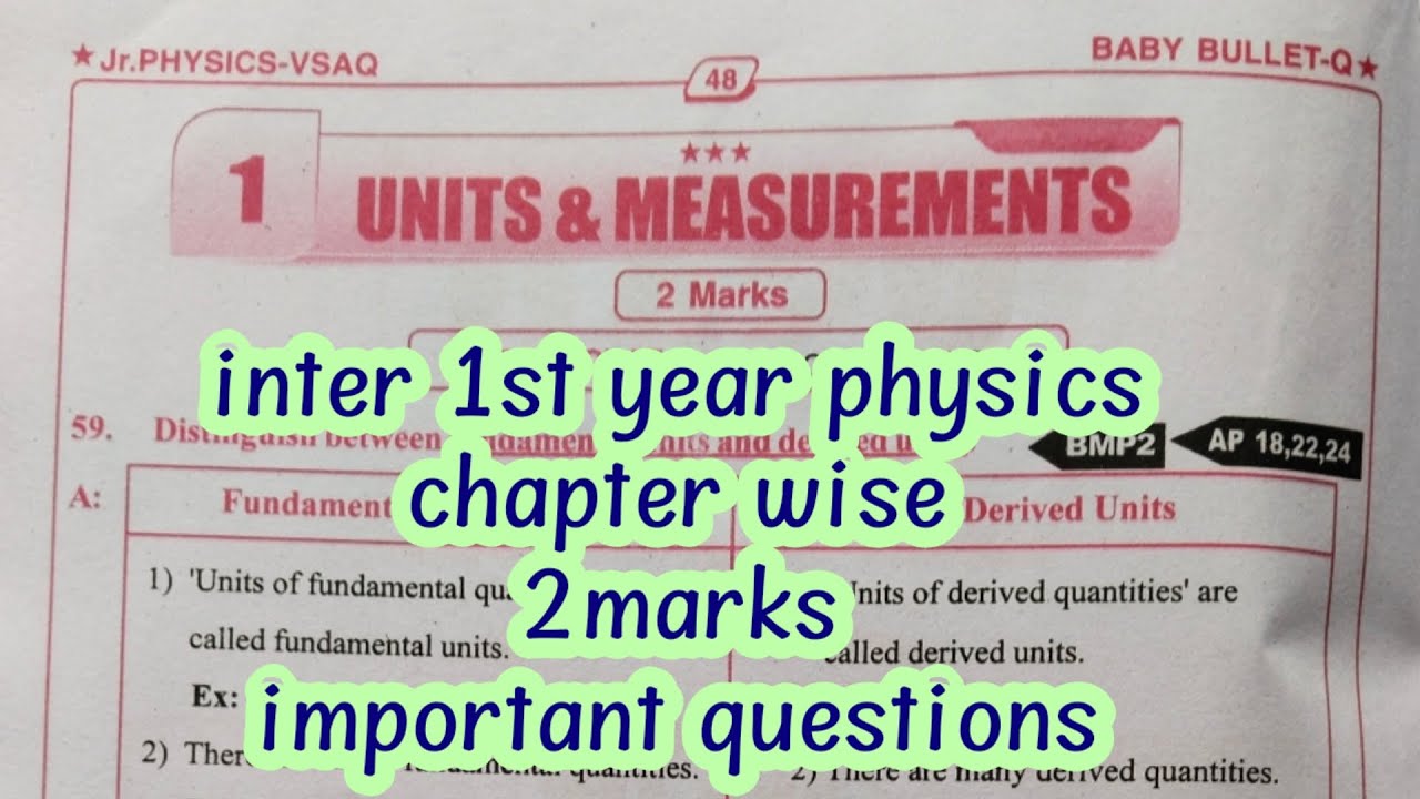 Inter 1st year physics chapter wise important 2 marks questions for ipe 