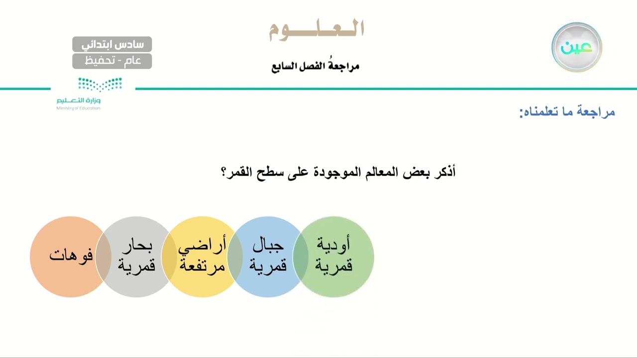مراجعة الفصل السابع - العلوم - سادس ابتدائي