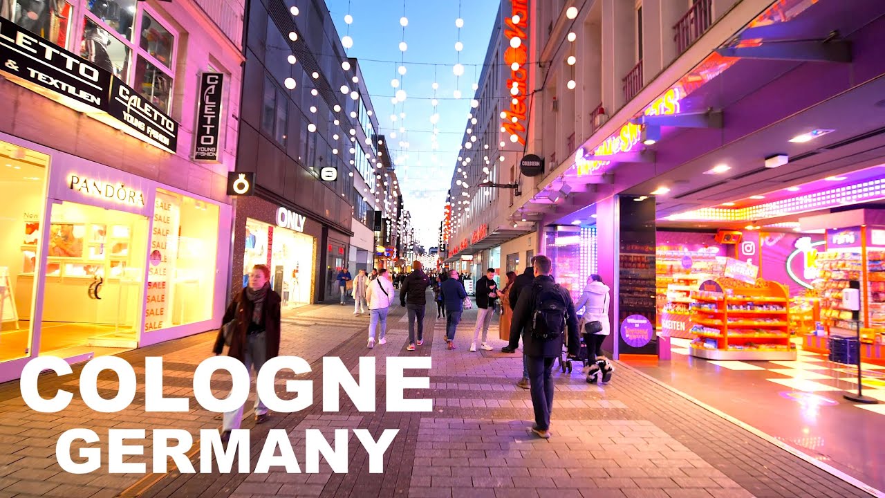 Cologne Germany 🇩🇪 Shopping District Evening Walk 2023 - 4K50fps
