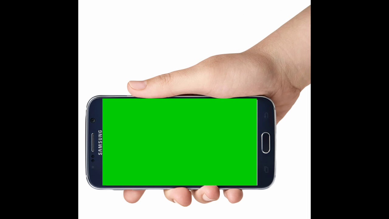 Mobile in hand green screen