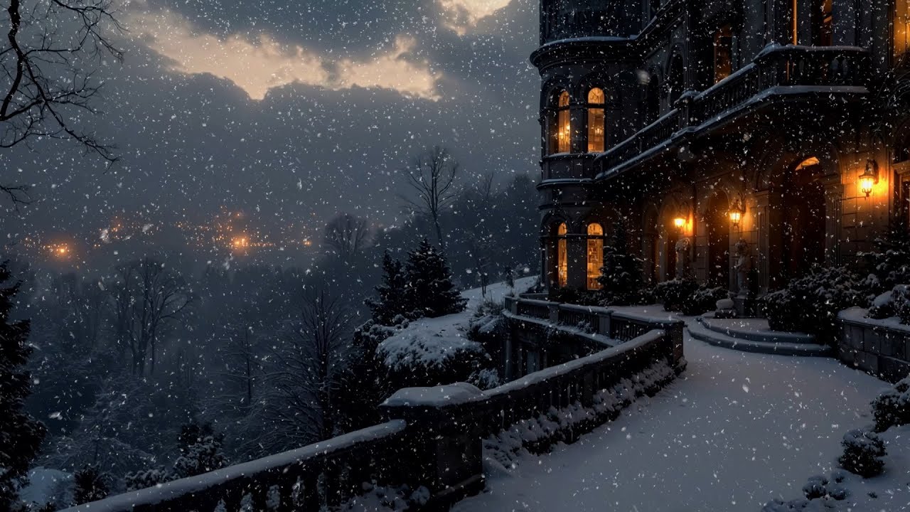 Walking Through a Snowy Gothic Estate - Winter Ambience | Dark Academia Piano for Calm & Study