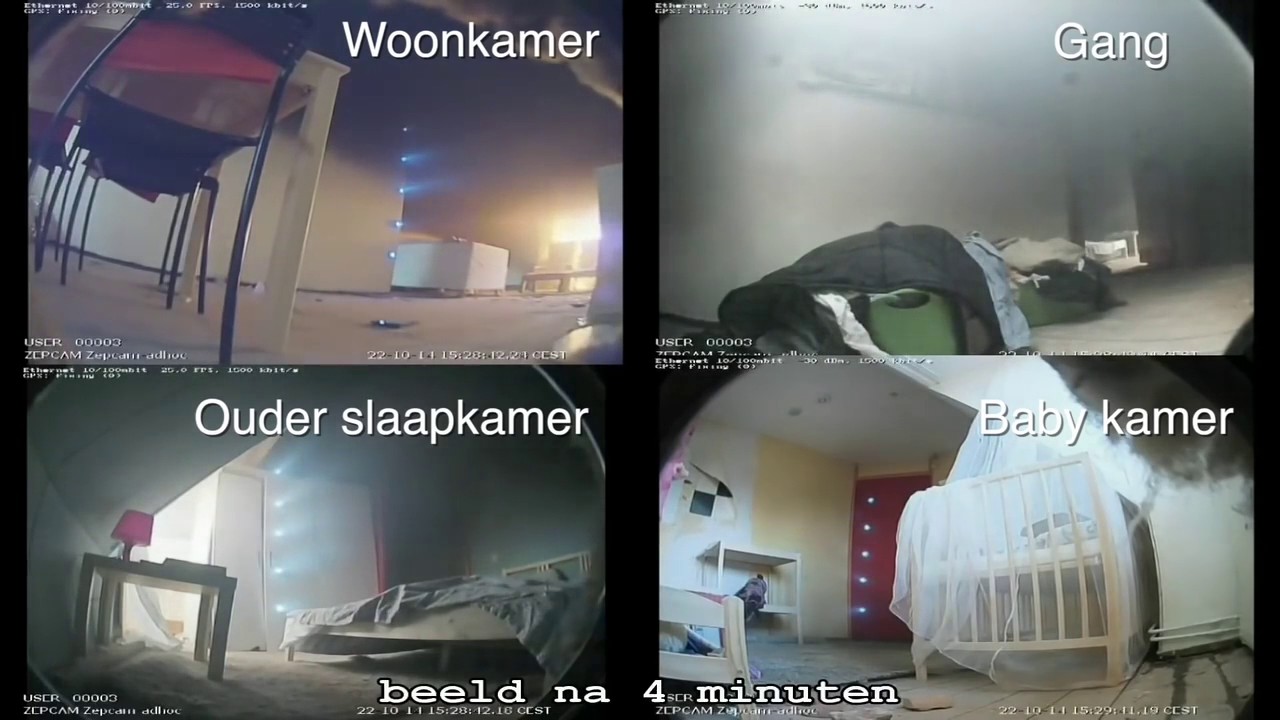 Rookontwikkeling woningbrand bij dichte en bij open binnendeuren
