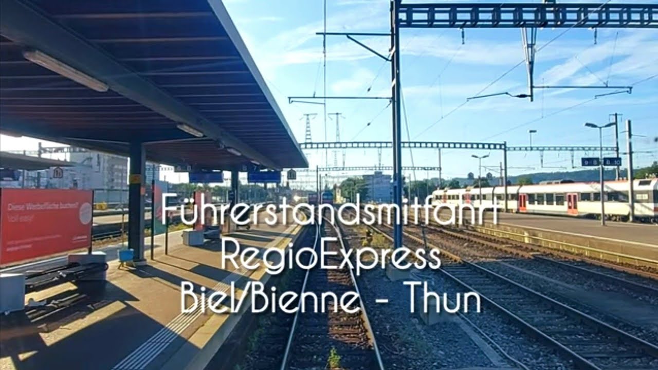 Cab ride on the RegioExpress from Biel/Bienne to Thun in a BLS RABe 528.