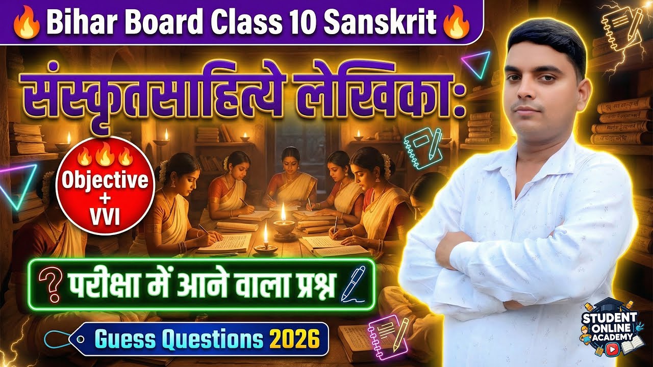 संस्कृतसाहित्ये लेखिकाः 🔥 Class 10 Sanskrit | Objective + VVI | Bihar Board 2026