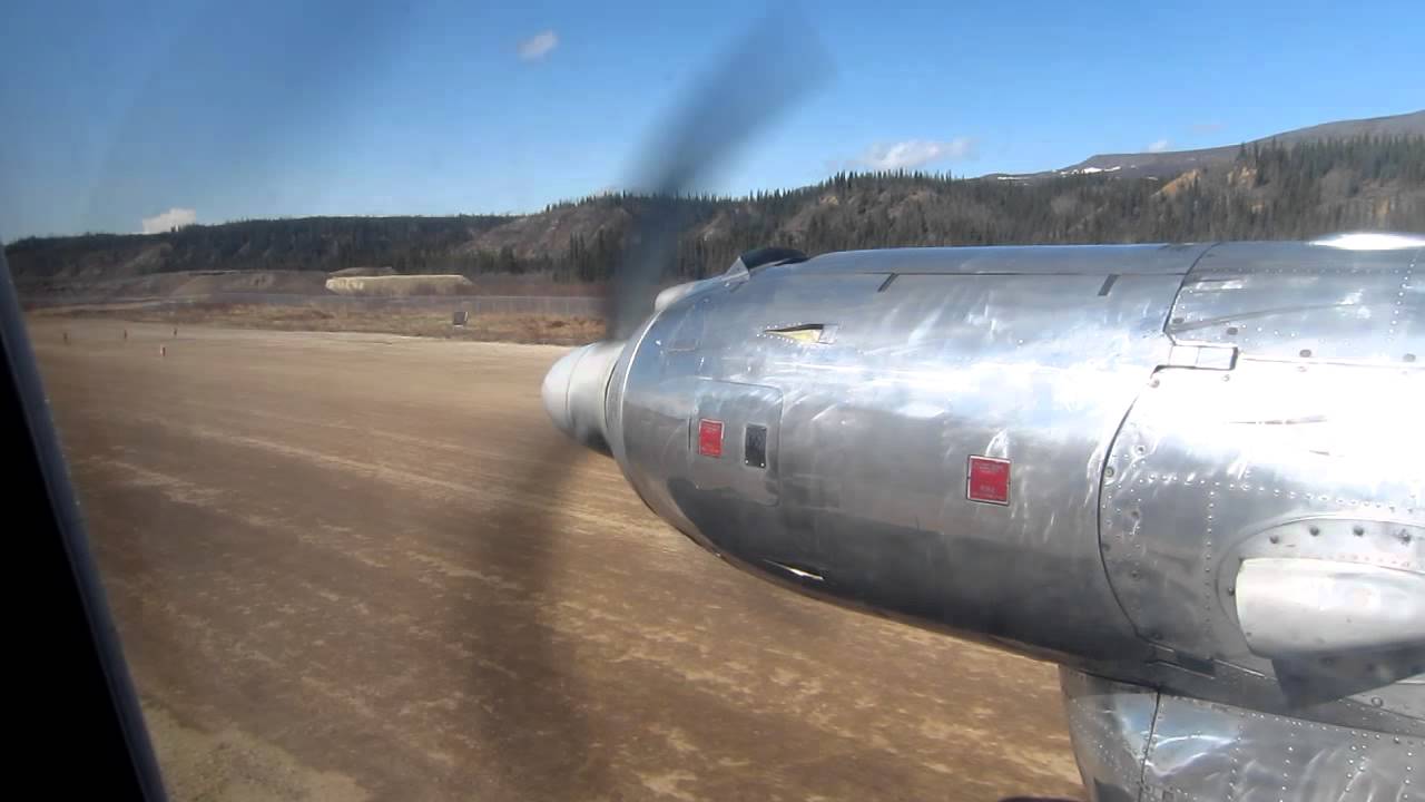Air North HS-748 - Engine Start-up & Departure Rwy 03 from Old Crow Airport (YOC), Yukon, Canada