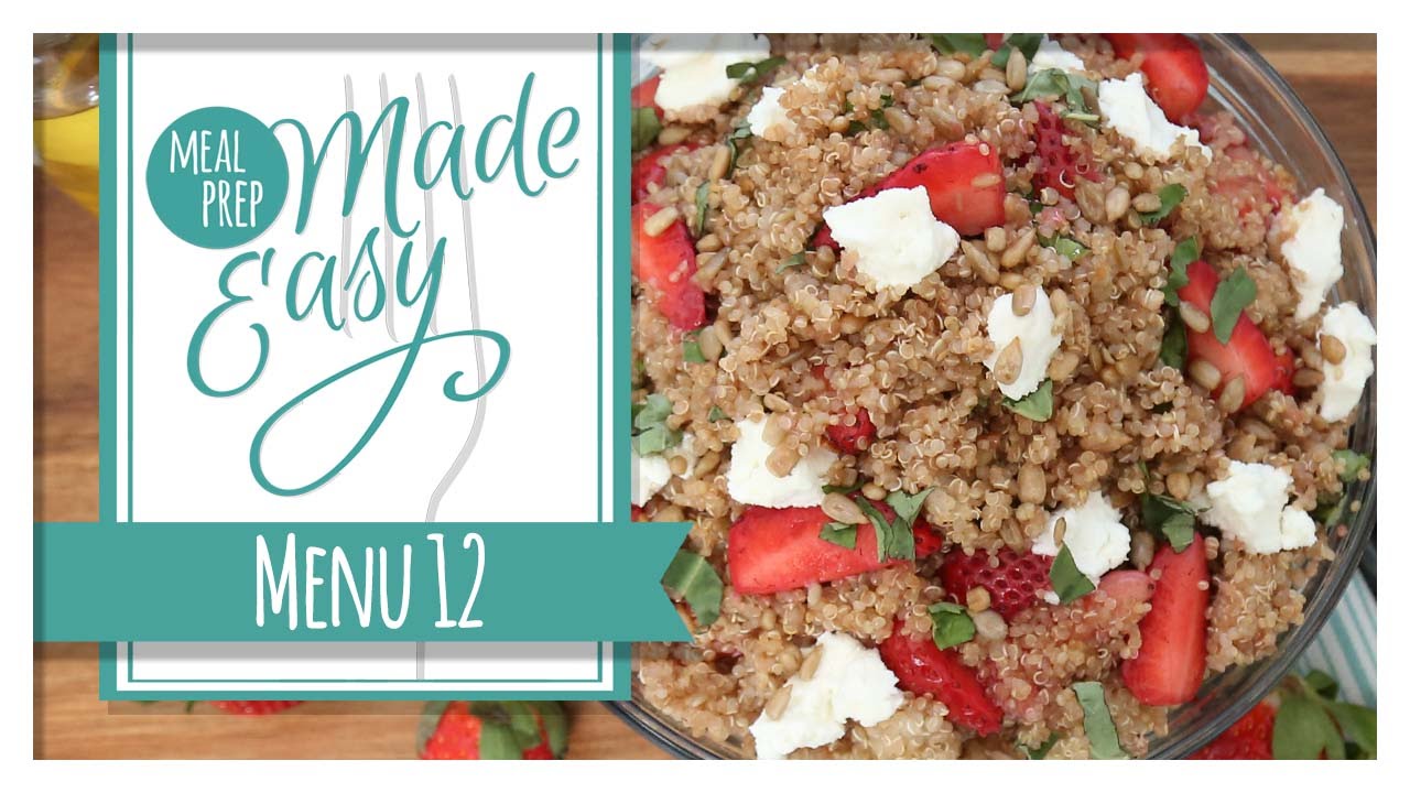 Healthy Meal Prep | Menu 12 | Strawberry Basil Quinoa, Corn Fritters, Salmon Salad
