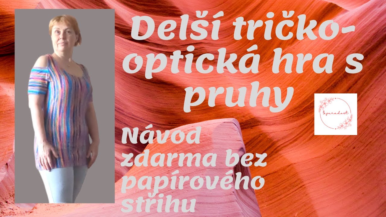 Delší tričko s odhalenými rameny- optická hra s pruhy-návod zdarma