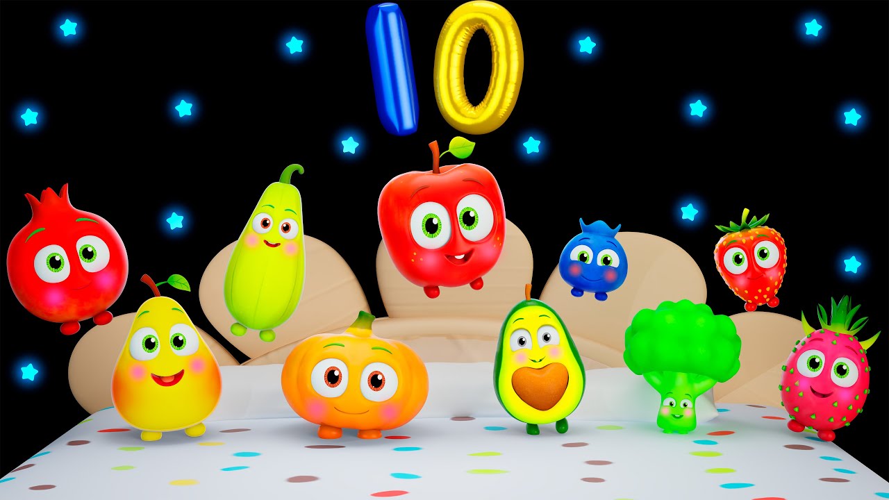 🍉 Funky Fruits Baby Sensory | Ten in the Bed and MORE ! &ndash; Fun Animation and Upbeat Music! 🍓