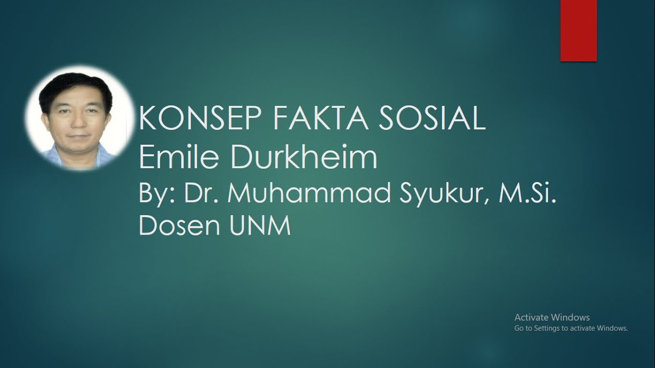 KONSEP EMILE DURKHEIM TENTANG FAKTA SOSIAL
