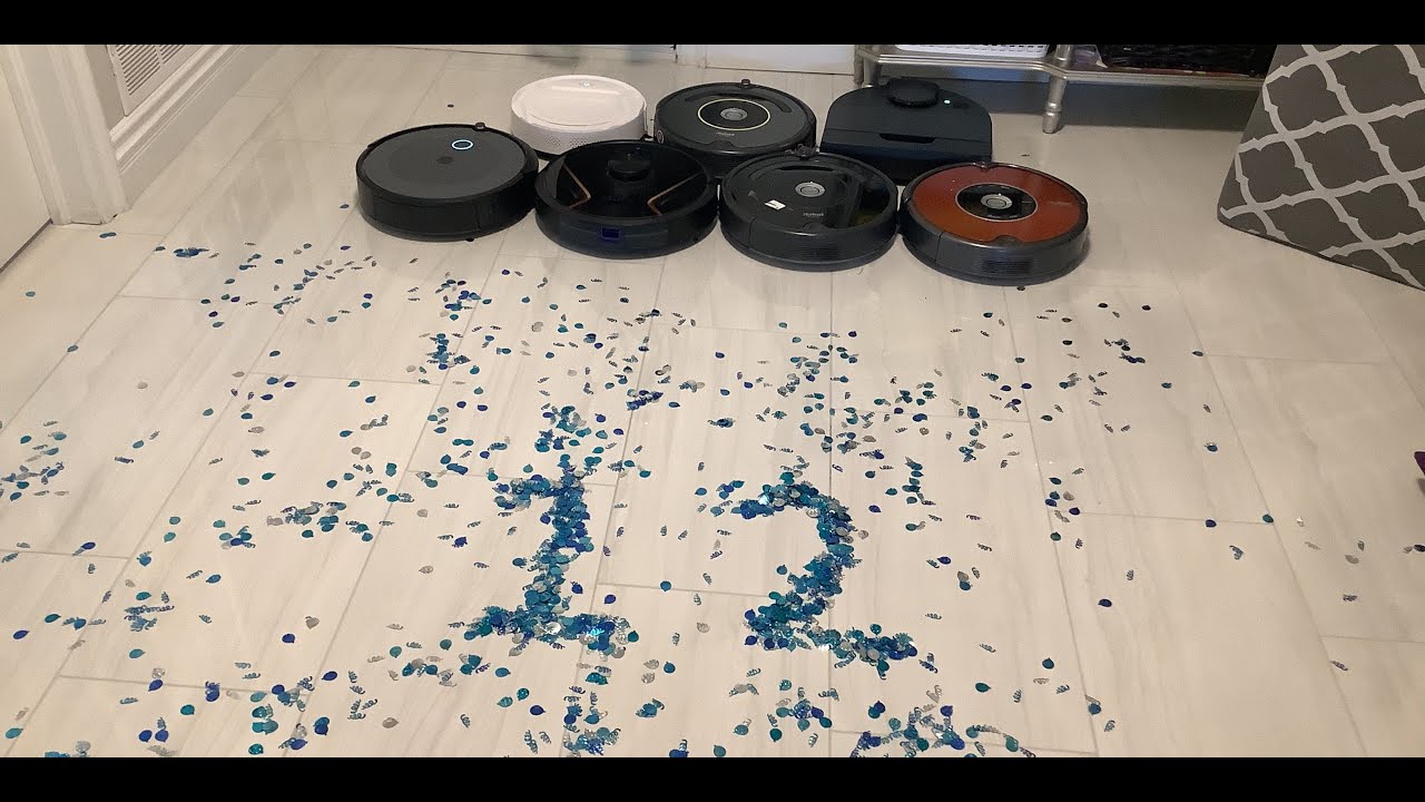 special Confetti Test for 12 subscribers- 7 robots vacuum a number 12 made of confetti!