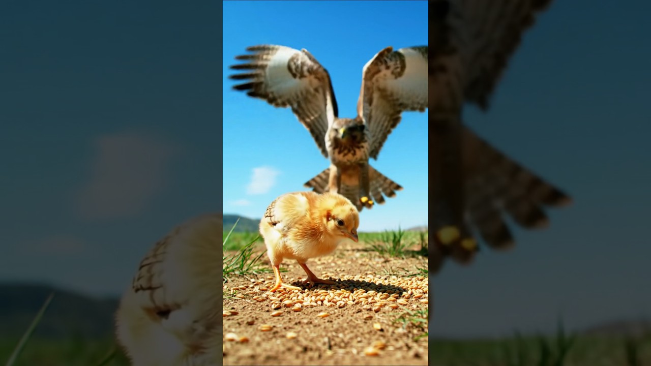 #hawk makes #viral #scary #sound as it swoops low to grab a baby chicken a #chick