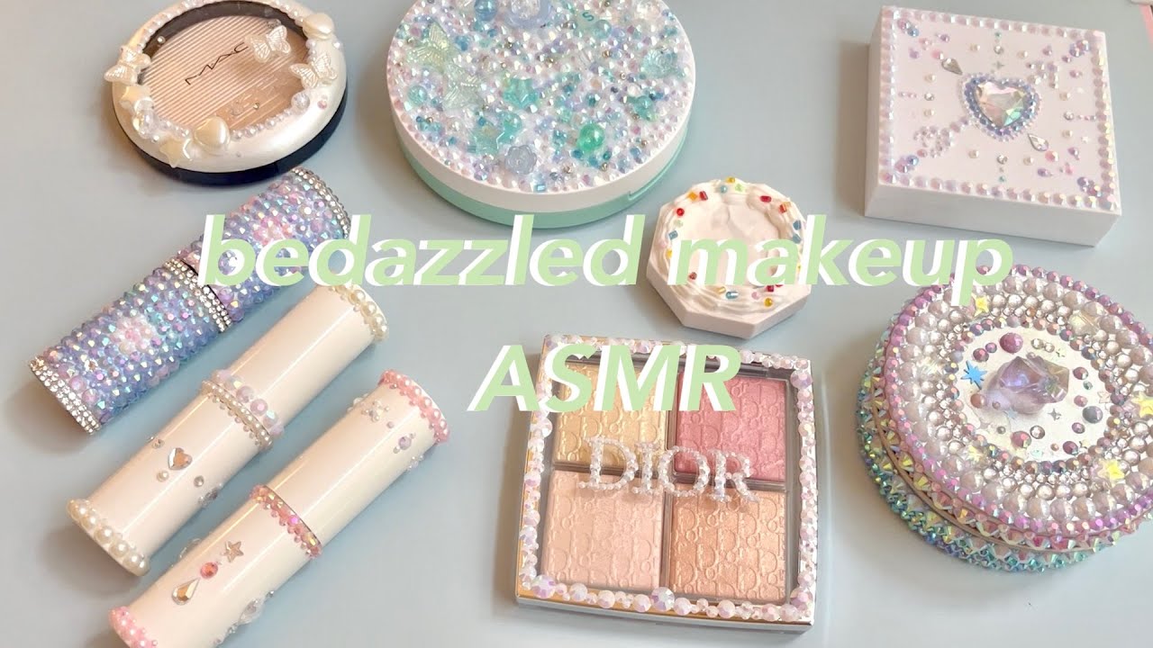 ASMR Bedazzled make-up 💎 Blinged & decorated beyond recognition 💄✨ 메이크업 꾸미기 ASMR 메꾸 😋