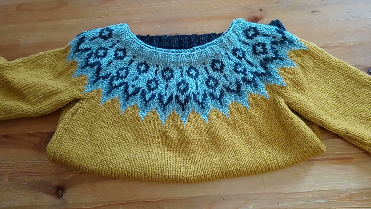 Pull Jacquard femme taille M au tricot Partie 3 partie haute et coutures