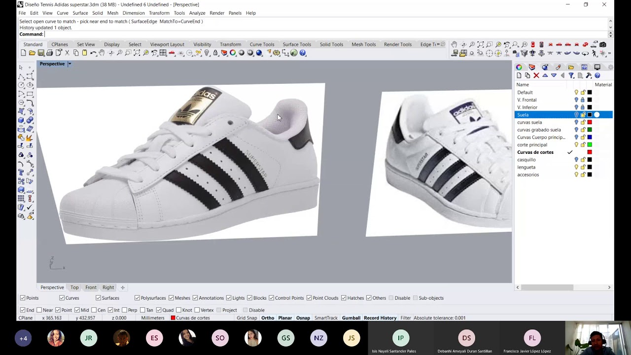 Diseño de tennis Adidas Super Star en Rhino 3D parte 3