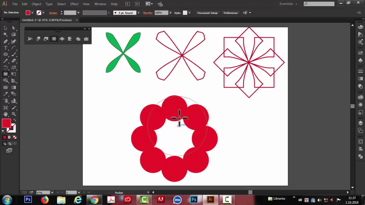 Illustrator cc Pucker tool Tutorial | Pucker tool | Illustrator Pucker tool  Bangla Tutorial#43