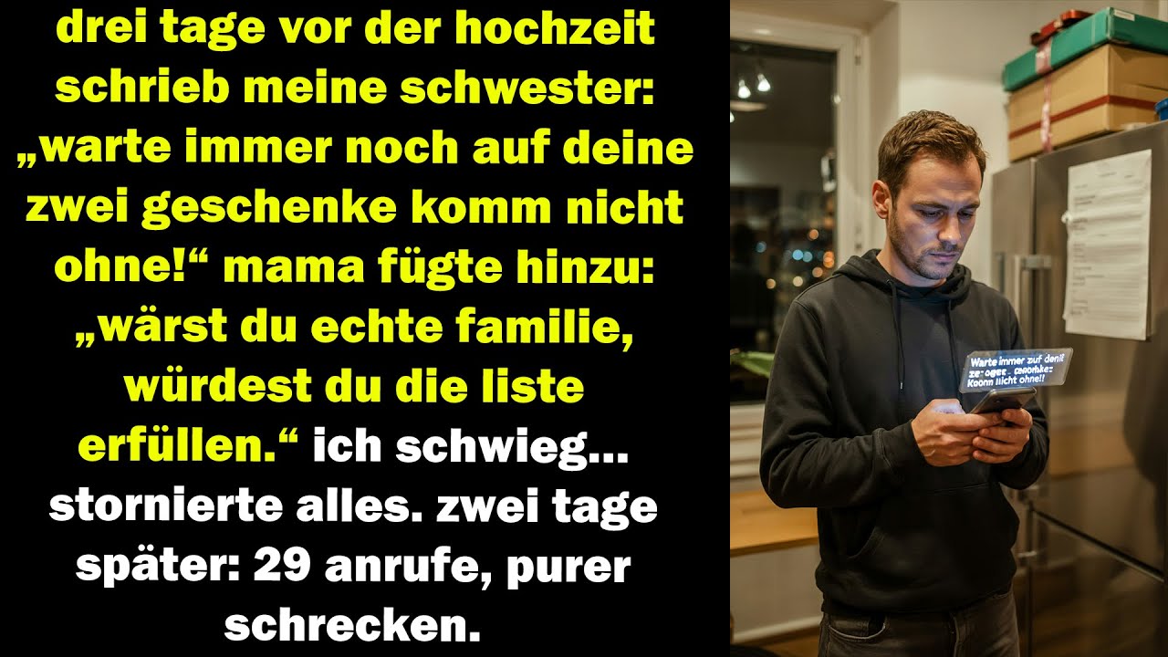 sie forderten geschenke zur hochzeit – ich stornierte alles, dann kamen 29 anrufe in panik