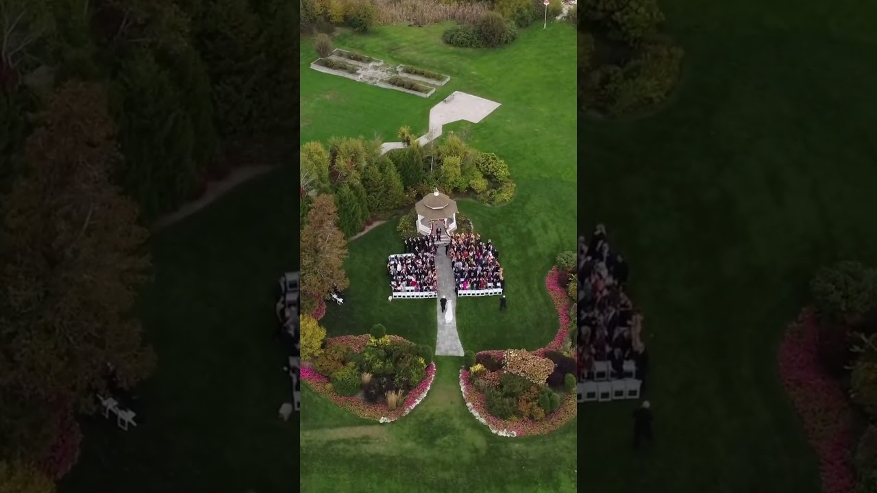 EPIC drone shot DURING ceremony! #wedding #weddingvideo #weddingvideography #shorts #drone