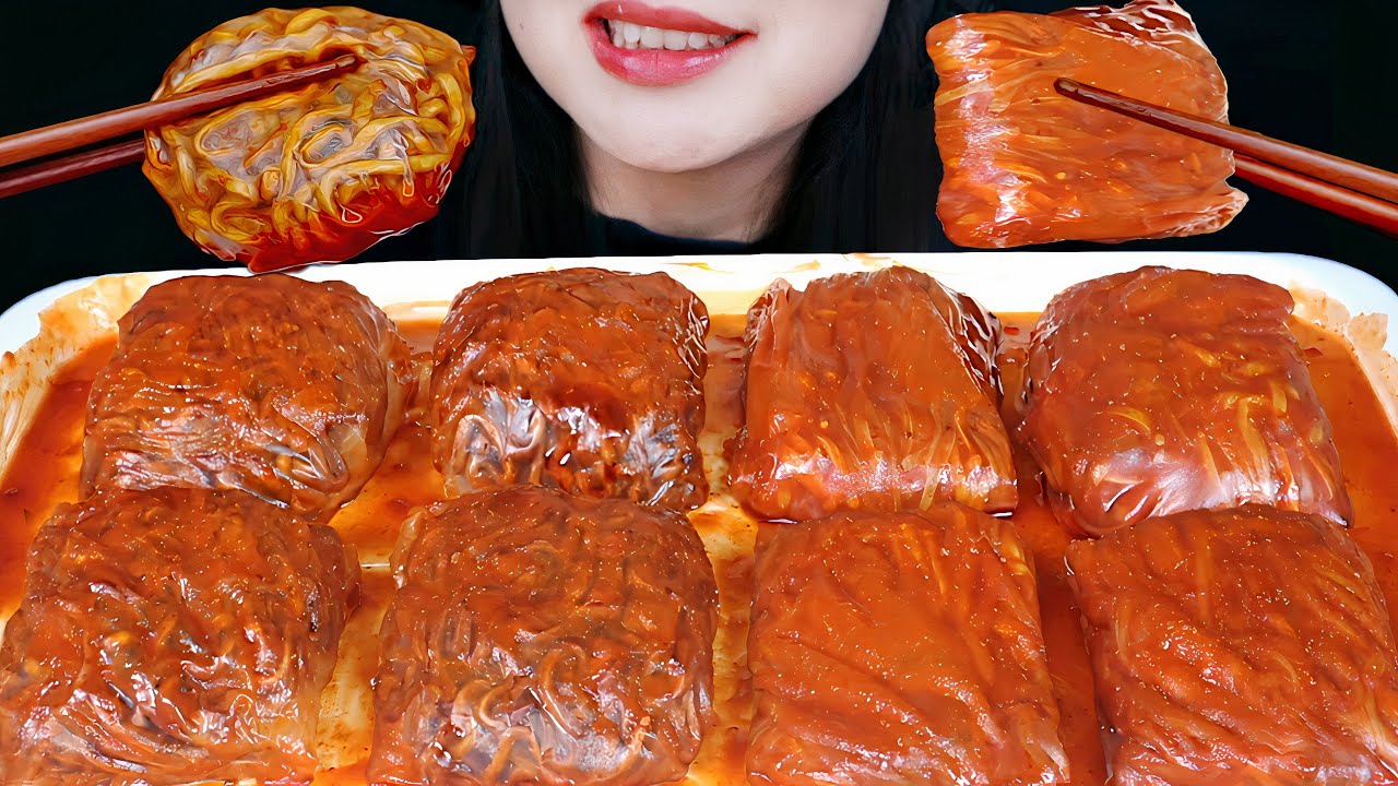 ASMR MUKBANG SPICY FIRE NOODLE WRAPS 🔥 SAMYANG BULDAK JJAJANG, SPICY ENOKI MUSHROOM WRAPS  🔥