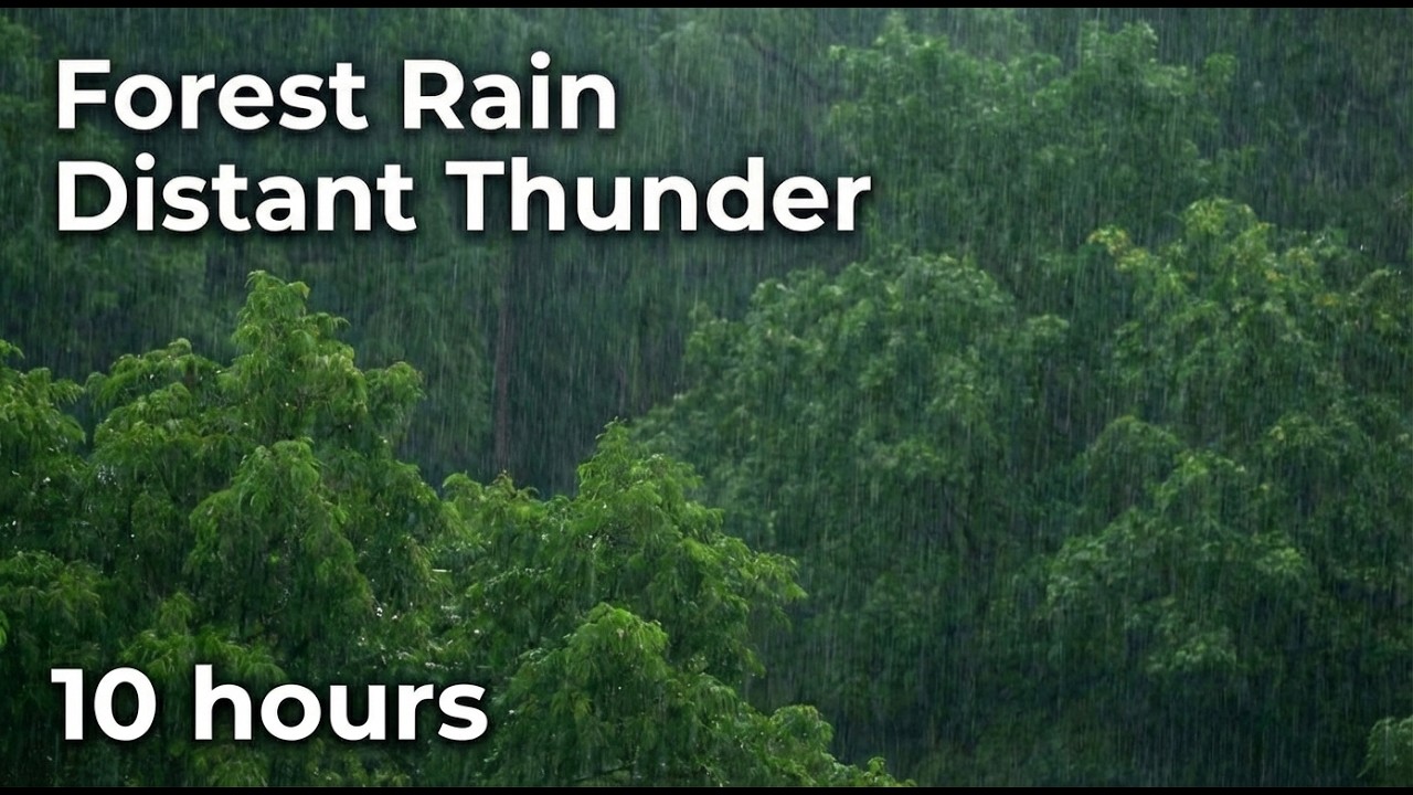 10 Hours Forest Rain & Distant Thunder | Fall Asleep Fast, Study, Focus, Relax, Reduce Stress