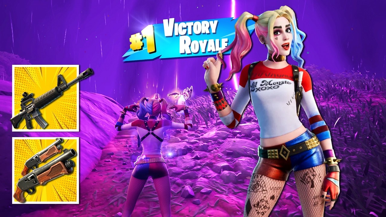 Harley Quinn Skin - Fortnite Zero Build Victory Royale Gameplay | Chapter 7 Season 1