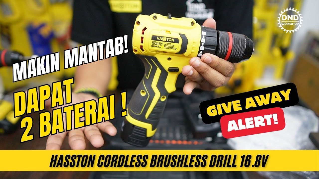 Bor Brushless Hasston 16V Sekarang Punya Dua Baterai - Cordless Drill 3075 - 022 #giveaway