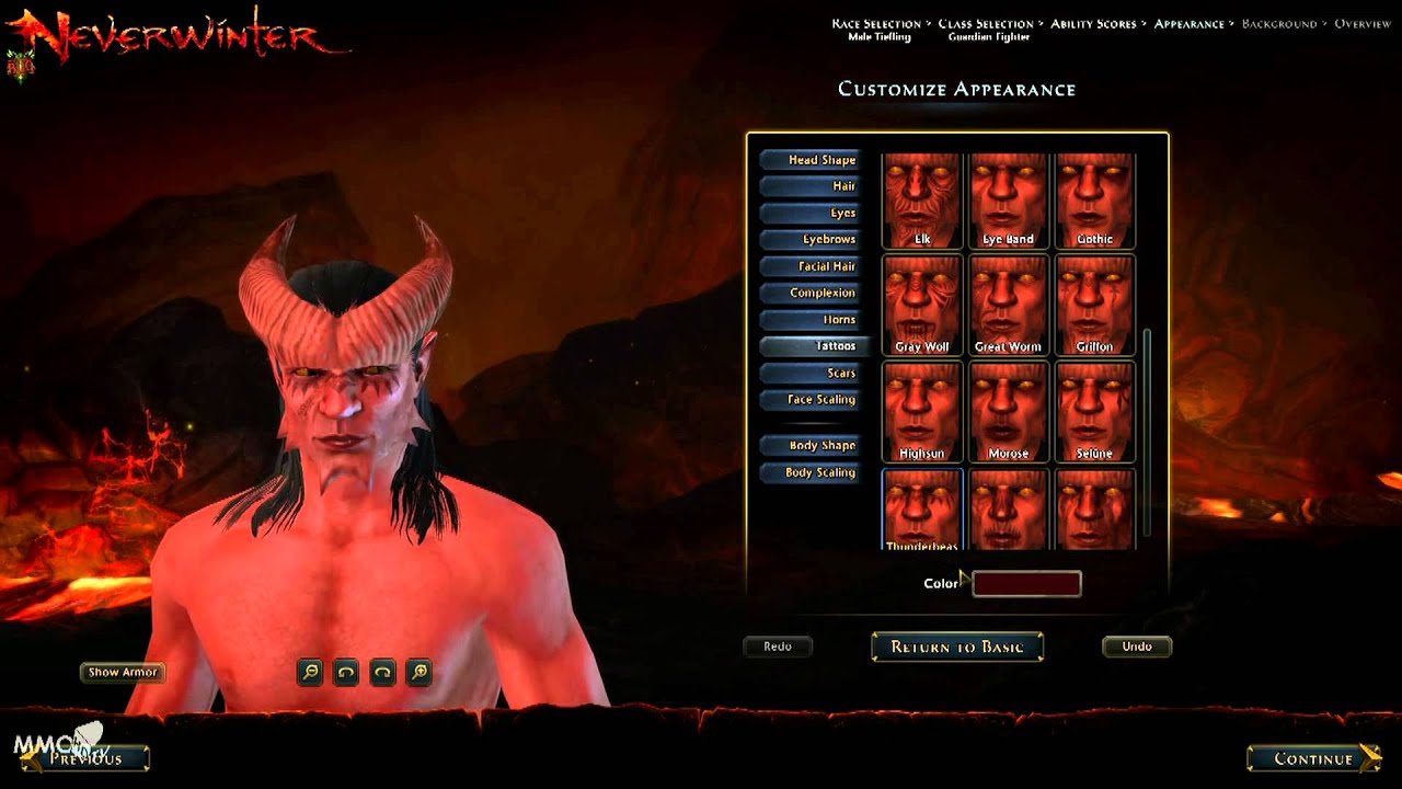 Neverwinter Character creation Tiefling Male - MMO HD TV (1080p)