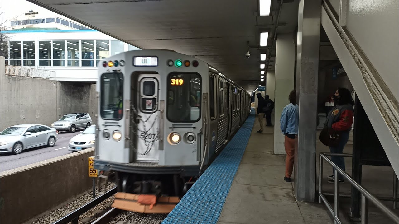 Ride On CTA 2009-15 5000 Series Bombardier Transp On the Blue Line Train to UIC-Halsted