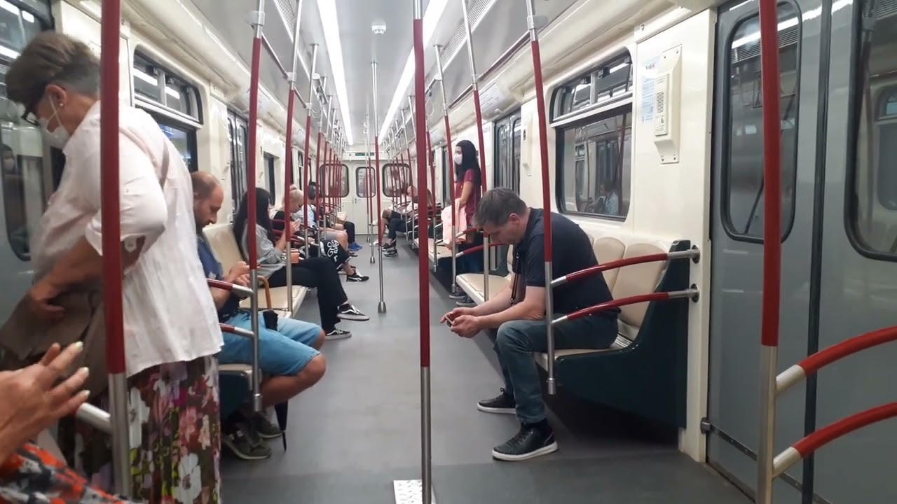 Sofia metro/ Ride on modernized Metrovagonmash 81-717.4K/ from Slivnitsa to Business park