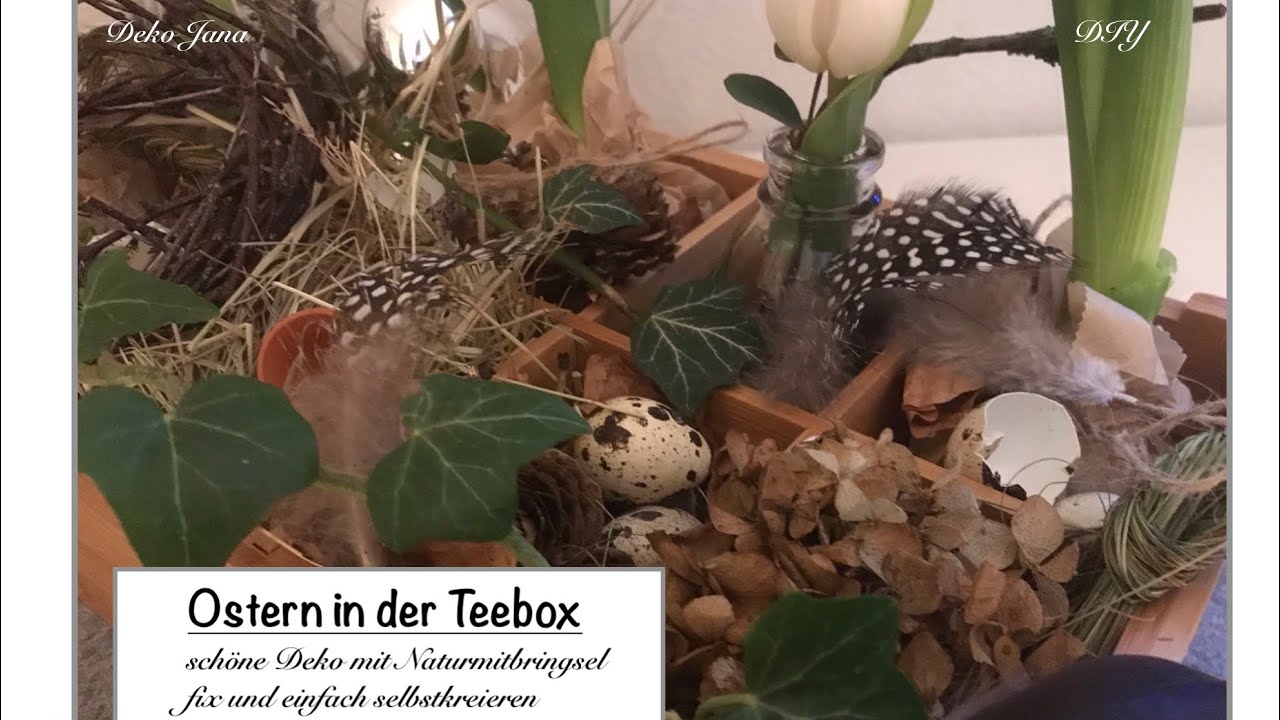 DIY: „Ostern in der Teebox“ Dekoidee mit Naturmitbringsel, Oster Deko Idee ( How to) / Deko Jana