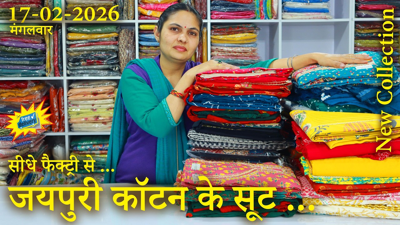 जयपुरी कॉटन के सूट और दुपट्टे, सीधे फैक्ट्री से, (17-02-2026) 🌹 shipping free 🌹 ☎️ 74043-95059