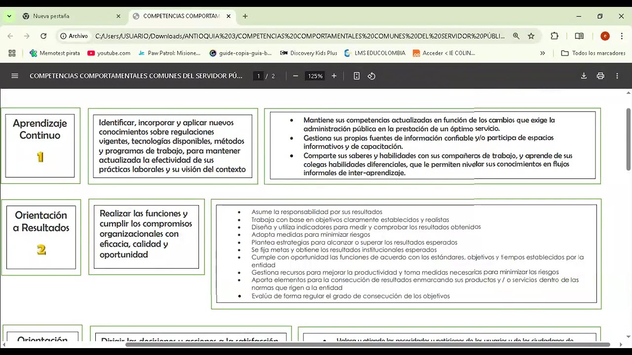 Competencias Comportamentales Cómunes - Decreto 815 de 2018