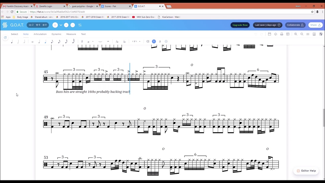 G.O.A.T. - Polyphia Drum transcription