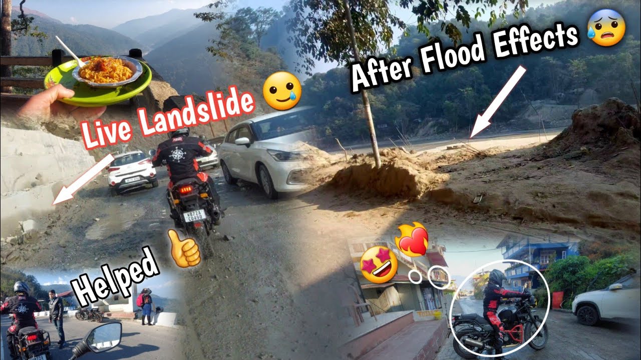 Live Landslide Capture in Camera 🥲 || Sikkim Flood ka effects 😰 || (part 2) #motovlog #rider #vlog
