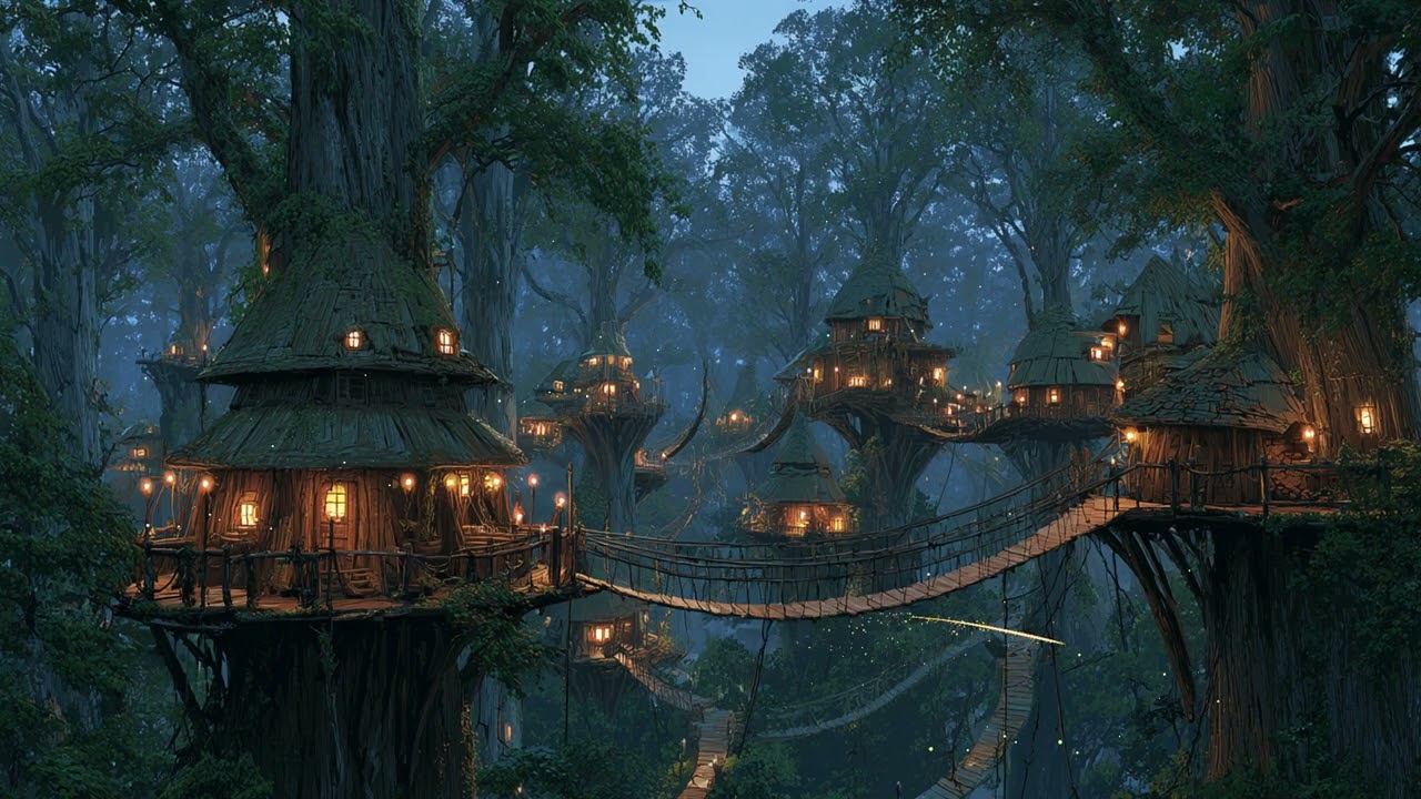 3 Hours Ewok Village Inspired Sci-Fi Forest Village Night Ambience Nature Sounds