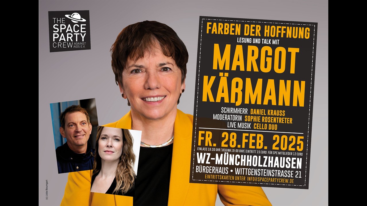 Margot Käßmann, Sophie Rosentreter und Marco Russ im Feburar 2025 bei der Space Party Crew Wetzlar