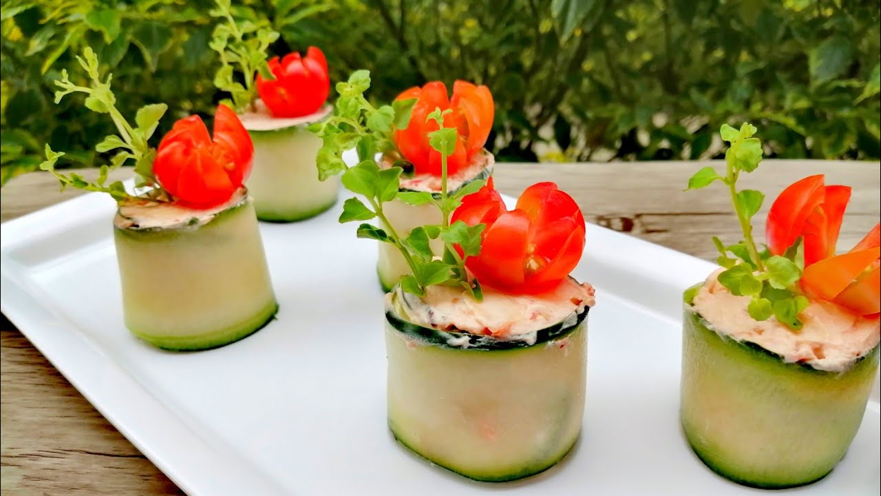ROLLOS DE PEPINO CON QUESO CREMA DELICIOSAS ENTRADAS