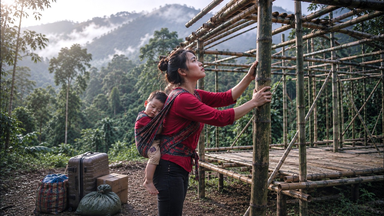 My father-in-law kicked me out house - single mom & son built bamboo house in the forest to survive